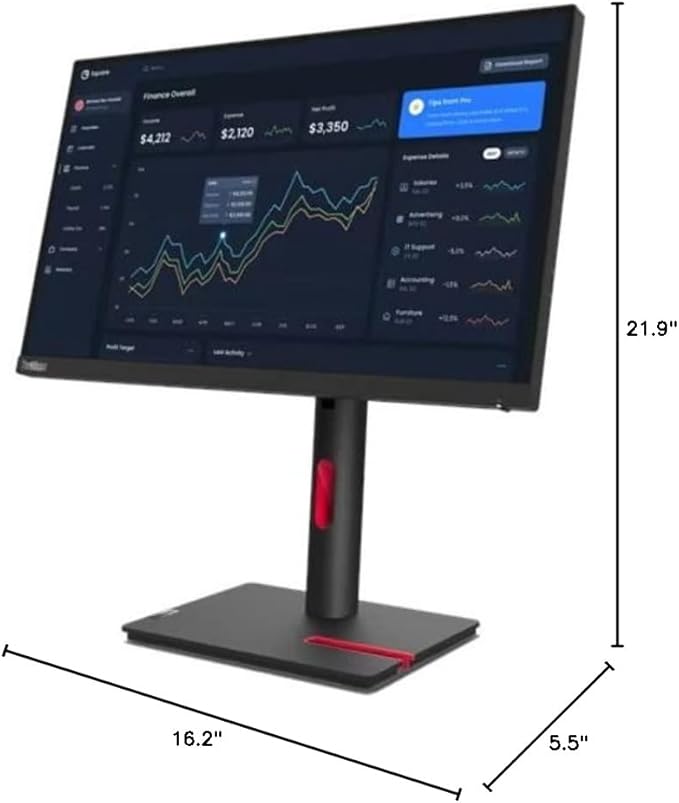 Lenovo ThinkVision T22i-30 22 Class Full HD LED Monitor - 16:9 - Raven Black