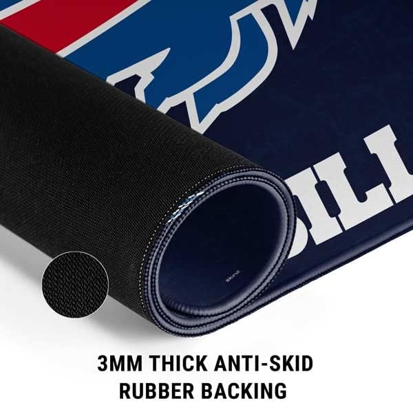 Skinit Medium Gaming Mouse Pad - Officially Licensed Buffalo Bills Distressed Design with Stitched Edges Waterproof Non-Slip Rubber Base Desk Mat for Keyboard &amp Mouse 17.7 x 15.75 inches