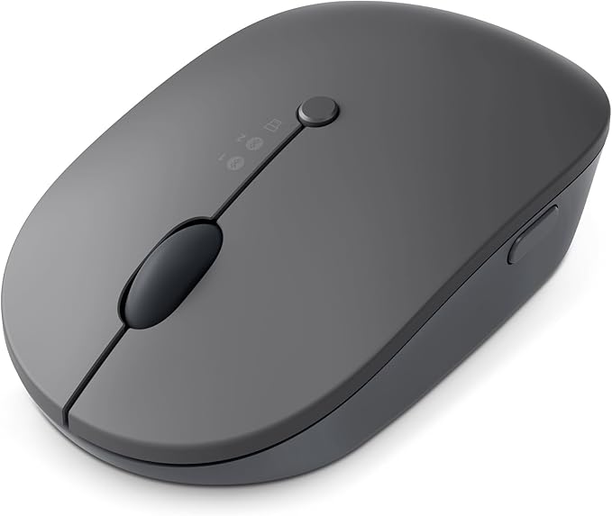 Lenovo Go Multi-Device Wireless Mouse 2.4GHz Nano USB-C Receiver Bluetooth Adjustable DPI USB-C Rechargeable Battery Qi Wireless Charging Ambidextrous GY51C21211 Grey
