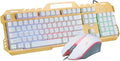 Mechanical Keyboard and Mouse Combo RGB Gaming 104 Keys Blue Switches Wired Wired Luminous Metal USB Waterproof Gaming Office Use (Color : A)