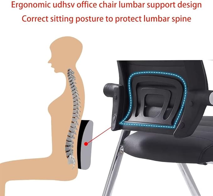 Comfortable Foldable Office Home Office ChairFolding Chair with Wheels Desk Chairs for Bedroom with Padded Seats Small SpacesGaming Ergonomic Foldable armrest360° RotationBlack