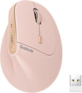 SABLUTE MAM3 Ergonomic Mouse Rechargeable Wireless Vertical Mouse with 4 Adjustable DPI for Small/Medium Hands Dual-Device Connectivity for Computer/PC/LaptopBluetooth Mouse for WindowMac OSPink