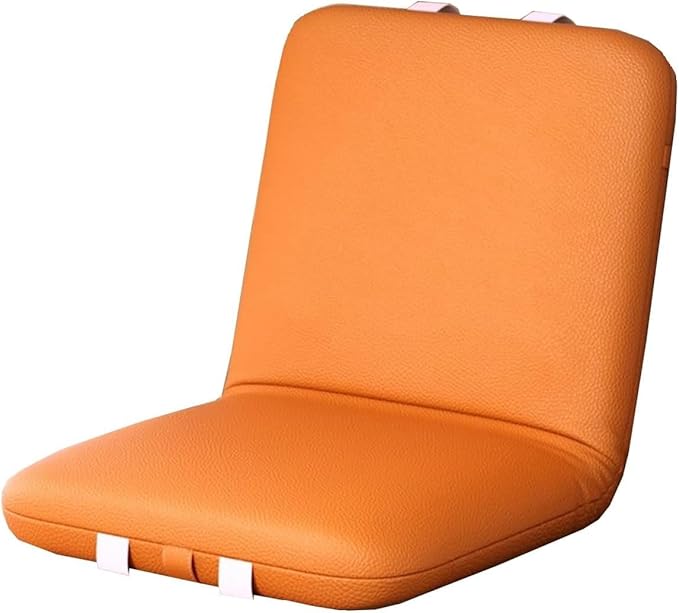 ELEFOCUS Folding Floor Chair Gray with 5 Position Adjustable Foldable Meditation Lazy Sofa for Living Room Bedroom(Orange)
