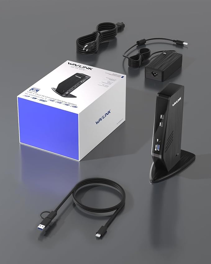 WAVLINK USB C Docking Station Dual Monitor Dual 5K/4K@60Hz Displaylink Docking Station for M1/M2/M3/M4 Mac or Windows 13-in-1 Laptop Dock with 2X HDMI 2X DP 130WPD Gigabit Ethernet 5X USB Audio