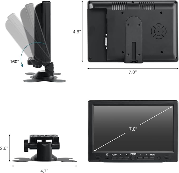 7 inch Small Monitor TFT LCD Display 1024X600 HDMI Mini Portable Screen for PC/TV/Camera/Gaming/Raspberry Pi