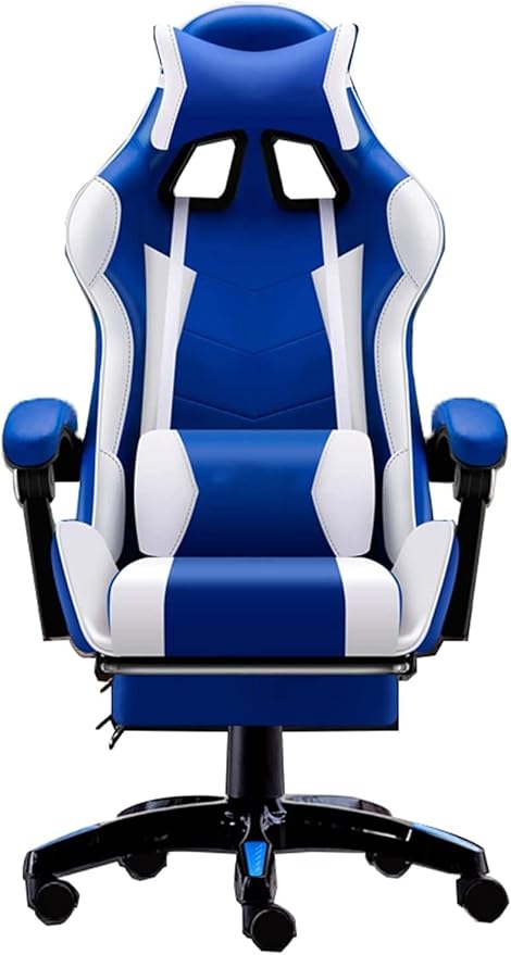 Gaming Chair for AdultsGaming ChairOffice Chair with Footrest Headrest and Lumbar SupportHeight Adjustablewith 360°Swivel Seat Video Gamer Chair