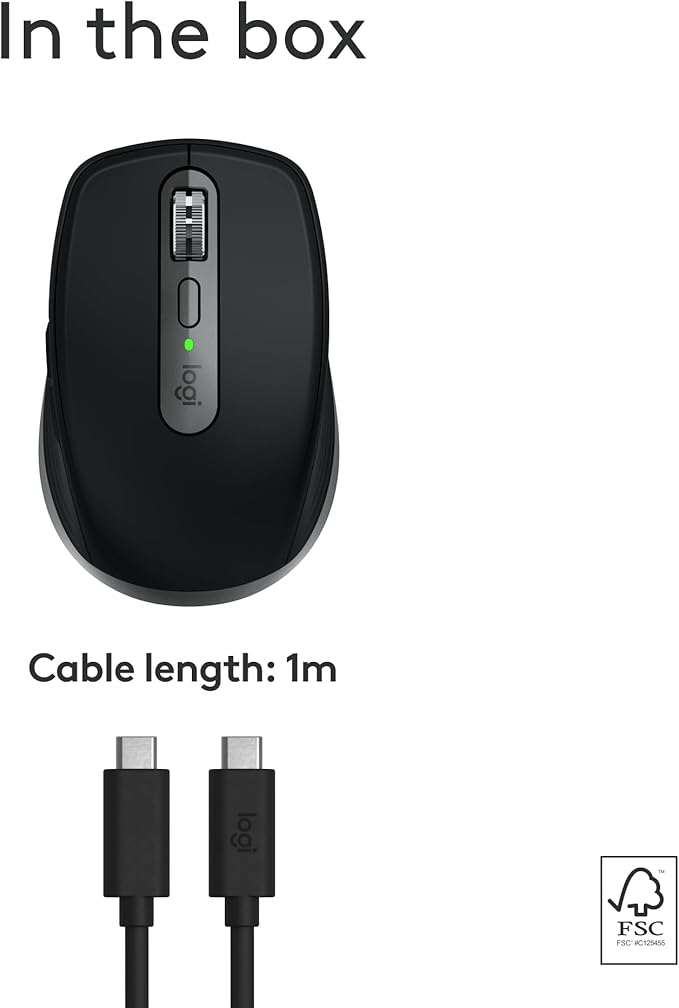 Logitech MX Anywhere 3S for Mac Compact Wireless Bluetooth Mouse 8K DPI Any-Surface Tracking Quiet Clicks USB C Wireless Mouse for MacBook Pro MacBook Air iMac iPad - Space Grey