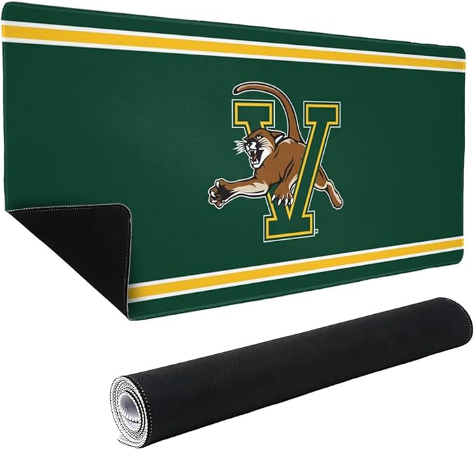 Vermont Catamounts Primary Logo Stripes Large Gaming Mouse Pad Desk Mat with Stitched Edges Non-Slip Base for Gamer Home and Office 31.5 x 15.7