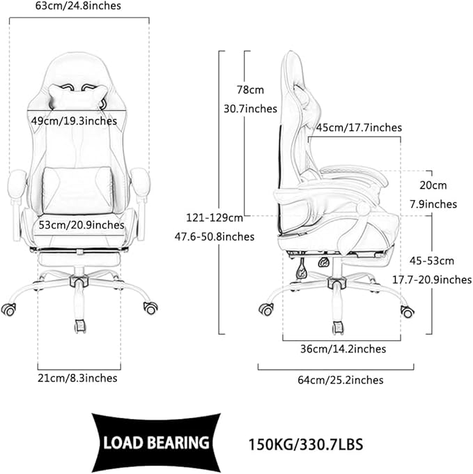 Gaming Chair with Footrest Ergonomic 5D Embracing Gamer Chair Comfortable and Soft Reclining Racing Chair Load Bearing 150kg/330.7lbs (Grey White)
