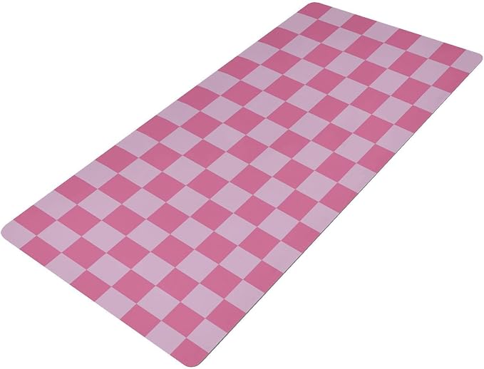Mouse Pad Desk Mat Leather Desk Pad Large Gaming Desk Cover Protector Mat for Keyboard Computer Laptop Office Waterproof 47.2 x 23.6 Inch Checkered Pink