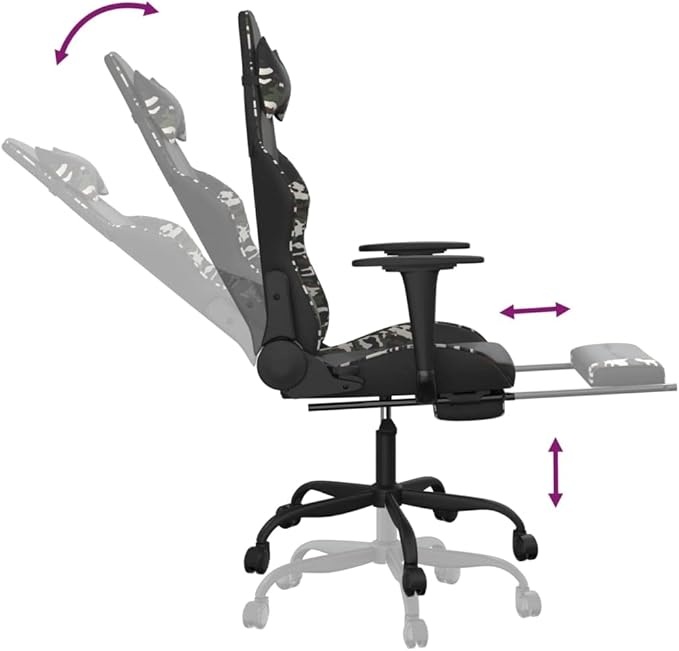 Gaming Chair with Footrest Black and Camouflage Faux Leather (Weight: 36.16 lbs)