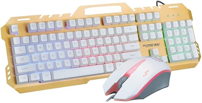 Mechanical Keyboard and Mouse Combo RGB Gaming 104 Keys Blue Switches Wired Wired Luminous Metal USB Waterproof Gaming Office Use (Color : A)