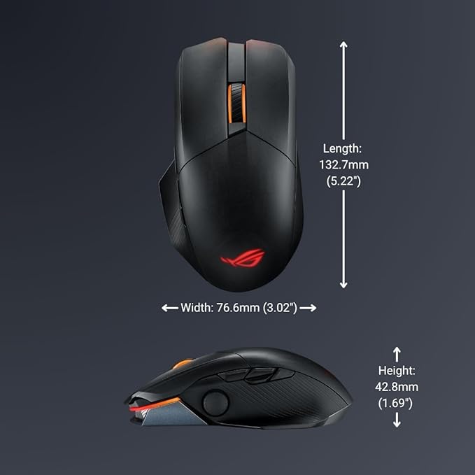 ASUS ROG Chakram X Origin Wireless Gaming Mouse – MMO/MOBA Design Detachable Joystick 11 Programmable Buttons Right-Handed 123g Tri-Mode Connectivity 36K DPI up to 150Hr Battery PC/Mac Support