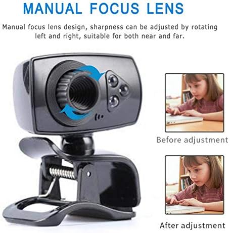 Computer Camera USB Web Camera 360 Degree USB HD Webcam Web Cam Clip-on Digital Camcorder with Microphone for Laptop PC Computer (Color : Black)