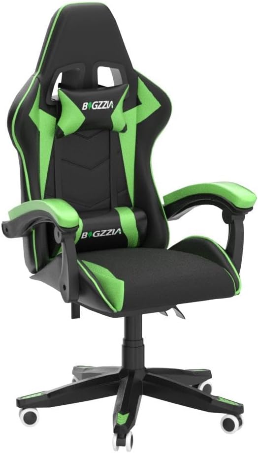 Bigzzia Gaming Chair Ergonomic Video Game Chairs with Pillow and Lumbar Support Racing Style Height Adjustable Computer Chair with 360°-Swivel Seat for Adults and Teens