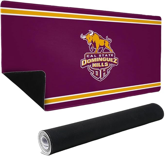 Cal State Dominguez Hills CSUDH Toros Primary Logo Stripes Large Gaming Mouse Pad Desk Mat with Stitched Edges Non-Slip Base for Gamer Home and Office 31.5 x 15.7