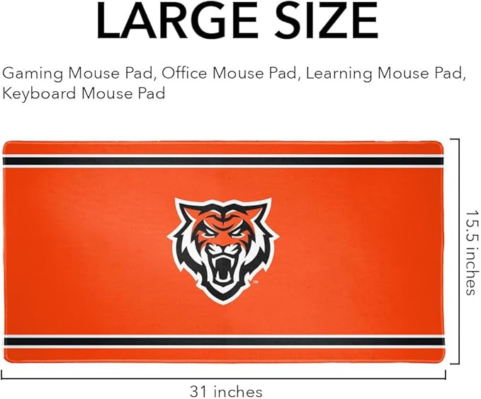 Idaho State University Primary Logo Stripes Large Gaming Mouse Pad Desk Mat with Stitched Edges Non-Slip Base for Gamer Home and Office 31.5 x 15.7