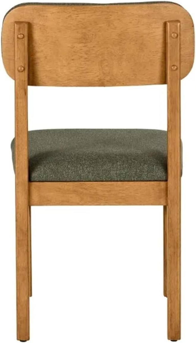 Adjustable Office Computer Chair with Armrest 1pcs Curved Backrest Solid Rubberwood Frame Dining Chairs Cream and OliveGreen Color(OliveGreen)