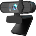 GIZNXBA 1080p Webcam with Microphone Clear Stereo Audio HD Light Correction Wide-Angle Lens Privacy Cover Wide Field of View for Pc Streaming(Black A)