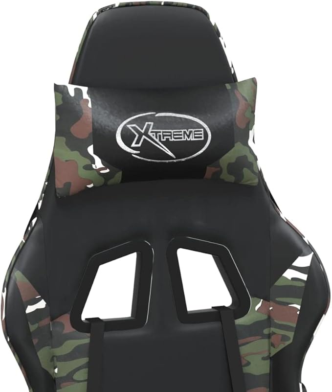 SKM Gaming Chair with Footrest Black and Camouflage Faux Leather (Weight-17KG)-3710