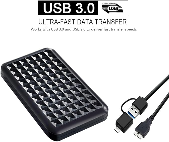 Ultra Slim Portable External Hard Drive 2.5'' USB 3.0 HDD Storage for PC Mac Laptop PS4 PS5 Xbox one (320GB)