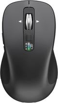 Wireless Bluetooth Mouse (USB + BT1 + BT2) Full Size Mouse 4-Way Scrolling Multi-Device Silent for Computer Laptop iPad MacBook (Grey)