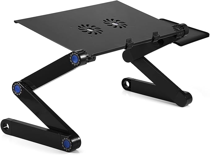 Tbest Cuter Aries and Parts 60° Foldle Laptop Desk Tle Stand Holder W Coolin Fan Ouse BOAD Cuter Plies (Black)