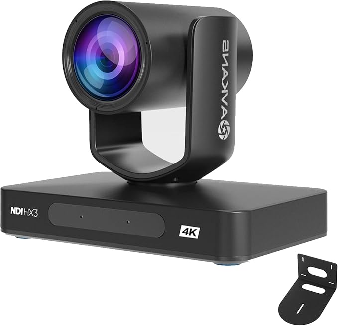 AVKANS AI Auto Tracking NDI PTZ Camera 4K Zoom Live Streaming HDMI SDI PTZ Camera for Church Worship and Live Event (Black 4K AI Tracking)