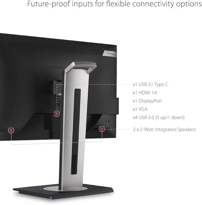 ViewSonic VG2455-2K 24 Inch IPS 1440p Monitor with USB C HDMI DisplayPort and 40 Degree Tilt Ergonomics for Home and Office