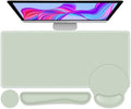 4 PCS Mouse Pad Desk Mat Protector Keyboard Wrist Rest + Comfortable Mouse Pad with Wrist Rest +Coaster Large Gaming Mousepad for Computer Laptop 35.4X 15.7 Deskpad for Office Home I Bean Green