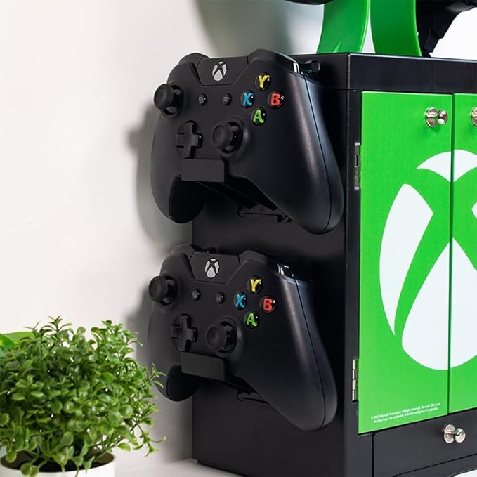 Numskull Official Xbox Gaming Accessory Locker &amp Storage Stand – Holds 10 Games/DVDs 4 Controllers Headset and Accessories – Durable &amp Compact Organizer – Official Xbox Merchandise