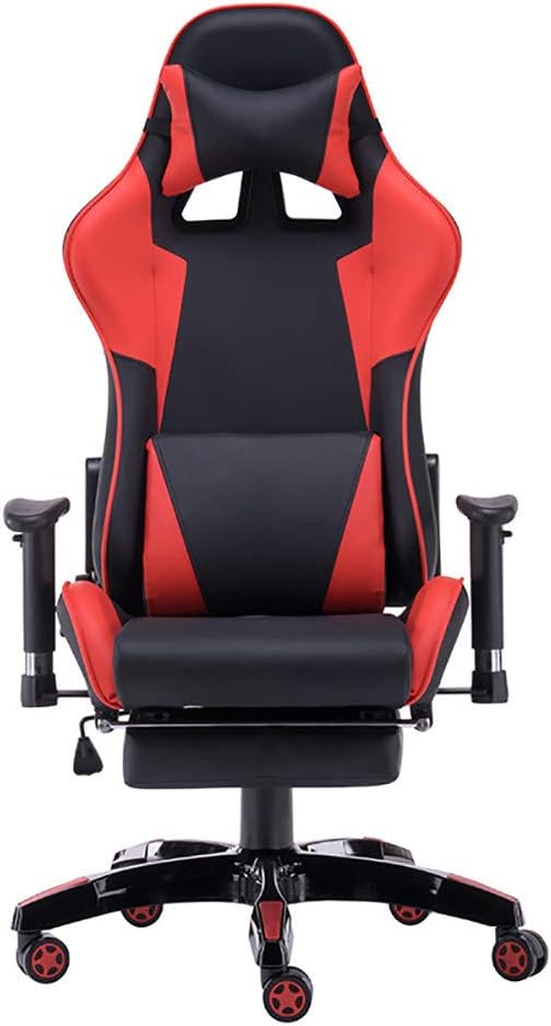 Gaming Chair with Footrest Swivel Chair with Ottoman Height Adjustment Headrest and Lumbar Support E-Sports Swivel Chair