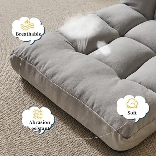 ELEFOCUS Foldable Floor Chair with Backrest Lazy Sofa Meditation Chair 6-Position Backrest Adjustment Floor Chair(/Khaki)