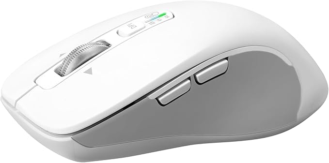 Wireless Bluetooth Mouse (USB + BT1 + BT2) Full Size 4-Way Scrolling Multi-Device Silent Mouse for Computer Laptop iPad MacBook (White)