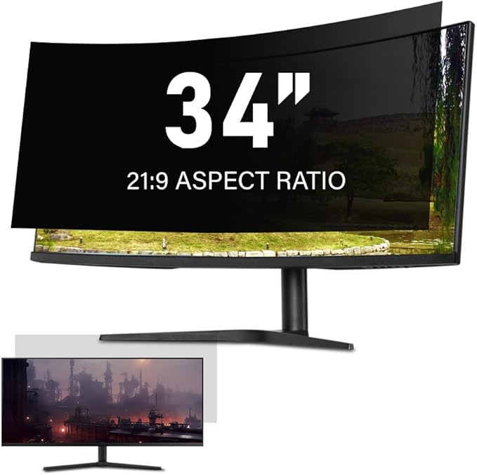 34 Inch Computer Privacy Screen Filter for 21:9 Ultra-Wide Aspect Ratio Widescreen Monitor - Anti Glare Blue Light Filter Screen Protector - Made in Korea