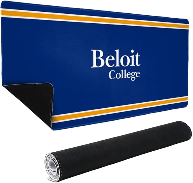 Beloit College Buccaneers Primary Logo Stripes Large Gaming Mouse Pad Desk Mat with Stitched Edges Non-Slip Base for Gamer Home and Office 31.5 x 15.7