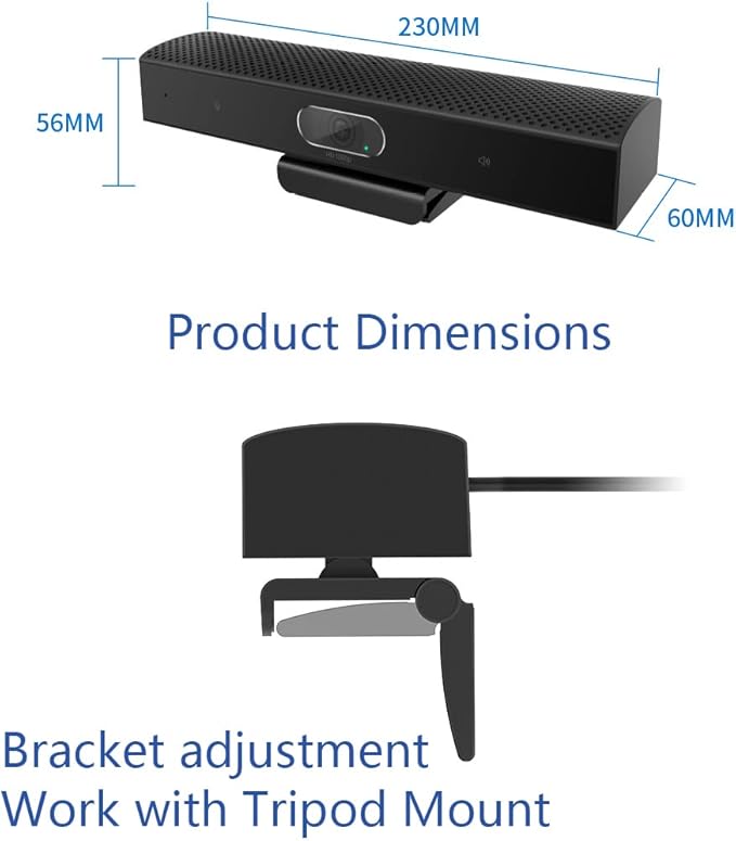 Conference Room Camera 3-in-1 1080p Full HD Webcam with Microphone and Speaker USB Plug and Play Wide Angle Video Conference Camera for Desktop Laptop Mac PC (Black)
