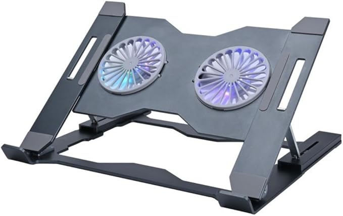 Gaming Laptop Cooling Bracket with LED Light Effects Aluminum Alloy Ventilated Notebook Holder for Most Notebook