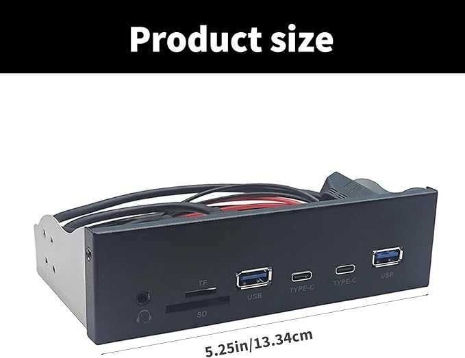 USB Front Panel hub USB3.2 Gen1 5.25Inch Front Panel with Double USB3.0 Type C Port and Memory Card Reader Earphone Adapter