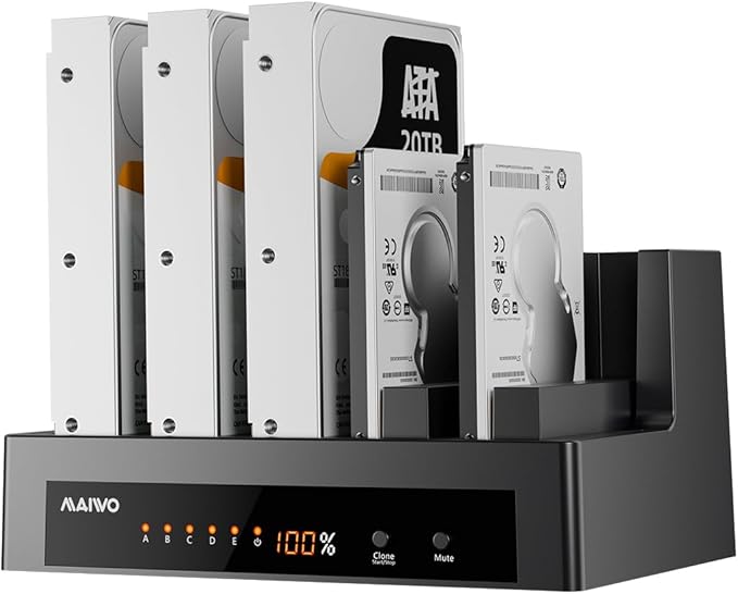 MAIWO 5 Bay External Hard Drive Docking Station for 2.5'' 3.5'' SATA HDD/SSD USB3.0 HDD Dock with Offline Clone 5 Bay Hard Drive Cloner Duplicator 110TB Capacity Expansion