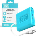 BLACK+DECKER USB C Fast Charger 65W 4 Port Type USB C Charging Station Hub Block TypeC Wall Charger Power Strip Adapter Plug 2 USBC 2 USBA for iPad iPhone 17 16 15 14 Pro Max Pixel Note Galaxy Blue