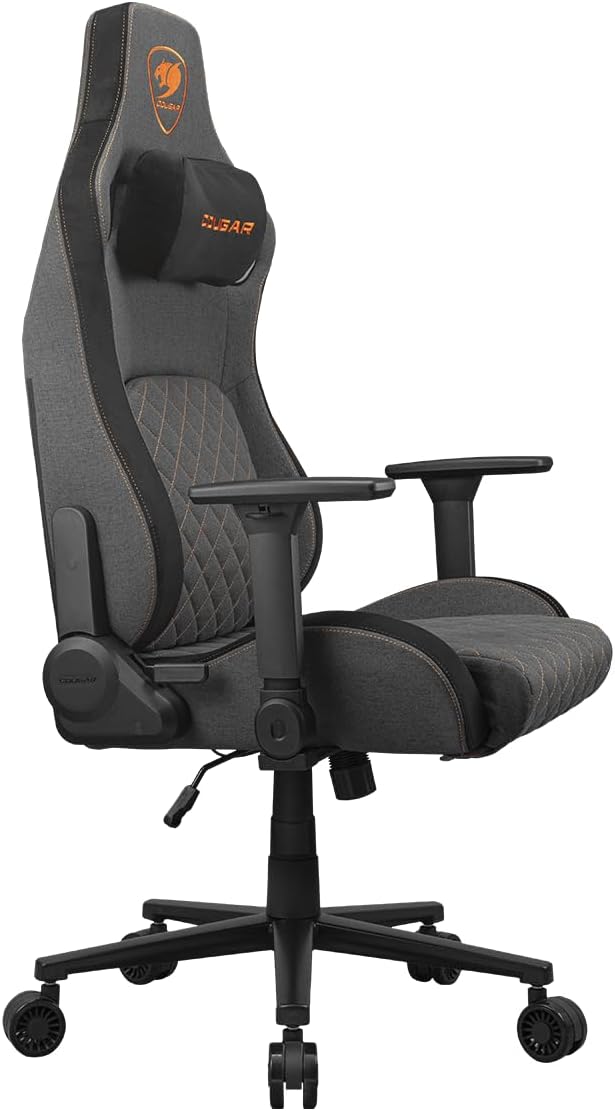 COUGAR Defender Ergonomic Office/Gaming Chair Adjustable Height and Tilt 155° Recline 4D Folding Armrests Imitation Linen Upholstery Capacity 120 kg Grey F