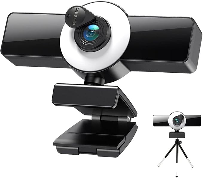 Webcam 4K Web Camera LED Fill Light Microphone Cam PC Laptop Stream Video Conference