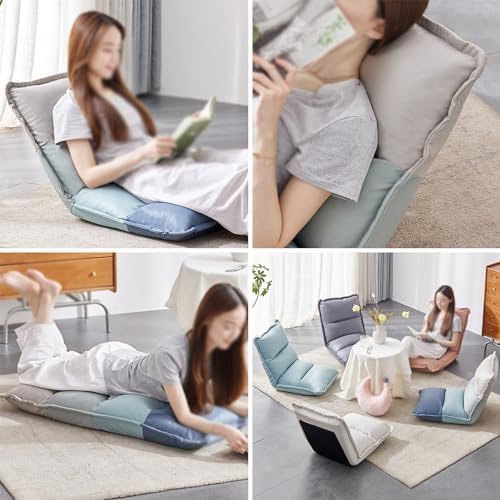 BTZHY Floor Chair Floor Chair Adjustable Chaise Lounge Folding Lazy Sofa for Indoor Use Portable Recliner Chair for Living Room and Bedroom (Color: Green Size: 39.37 x 19.68 inches)