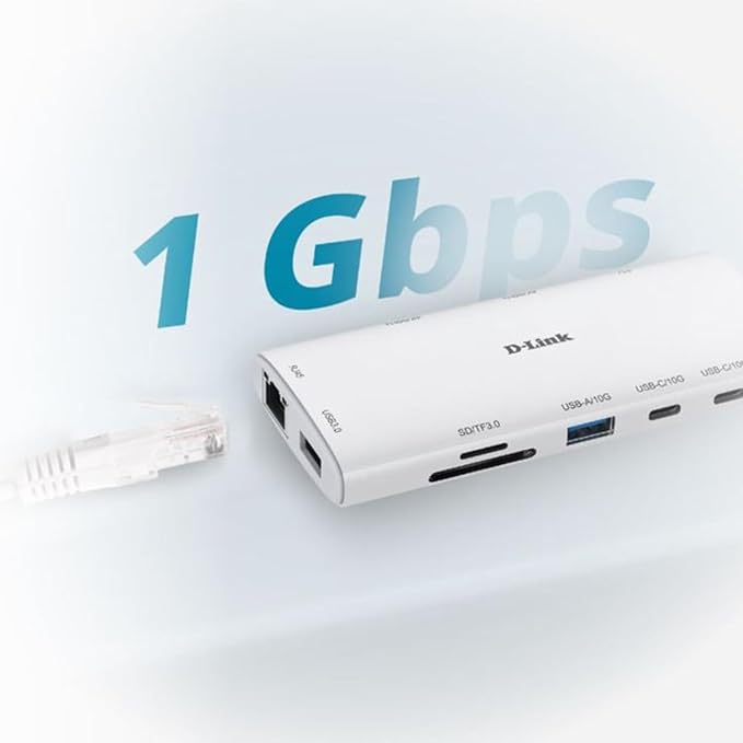 D-Link 10-in-1 USB-C Hub Max 100W Power Delivery Dual 4K HDMI Ports 2 x USB-C &amp 2 x USB-A Data Ports Ethernet and SD Card Slots for Dell Laptop ThinkPad and More (DUP-A01)