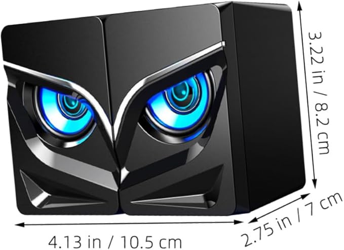 Gatuida 2pcs USB Desktop Computer Speakers with Colorful Lighting Wired Subwoofer Loudspeaker Box for Home Office Gaming Compact Non-Slip Design Compatible with Laptop Phone