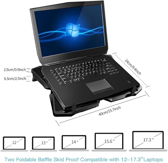 Laptop Cooler Cooling Pad Notebook Gaming Stand with Four Fan and 2 Port for 14-17inch