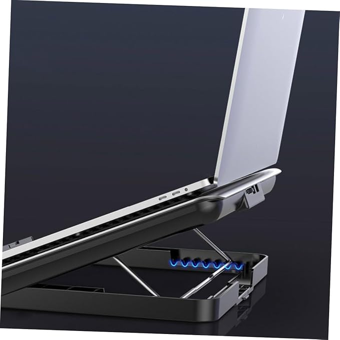 Gatuida Aluminum Laptop Radiator Cooling Stand with Quiet Exhaust Fan Adjustable Height Computer Rack for Home Office School Use Ergonomic Notebook Cooler with Enhanced Airflow and Stable