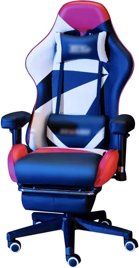 Gaming Chair with Footrest 90°-155°Comfortable Reclining Gamer Chair Ergonomic Lazy Backrest Racing Chair Load Bearing 190kg/418.9lbs (Color : Geometric Color Size : 121-131 * 50cm)