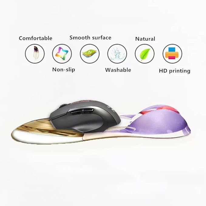 Anti-Slip Mousepad 3D Mouse Pad Furry Anthro Anime Manga Breast Gaming Wrist Rest Boob-pad Mouse Mat (loonaa)